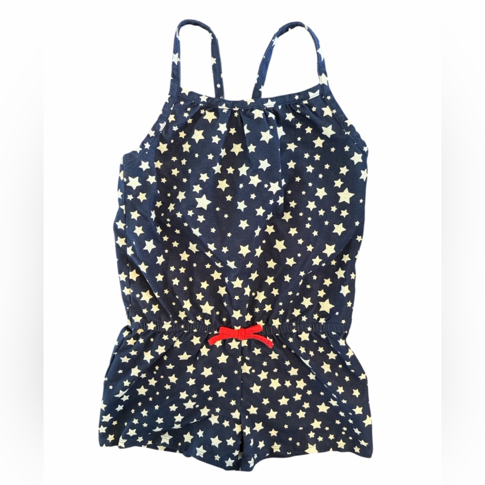 Epic Threads Navy Romper Girls 6X White Stars and Red Bow Patriotic